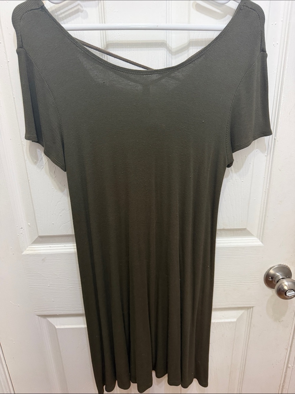 C Olive Short-Sleeve Midi Dress